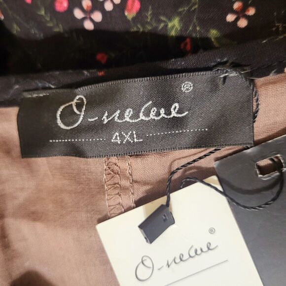 Lagenlook Black Floral Layered Maxi Dress Womens Plus 4XL New- Long Sleeve Boho - Picture 5 of 9